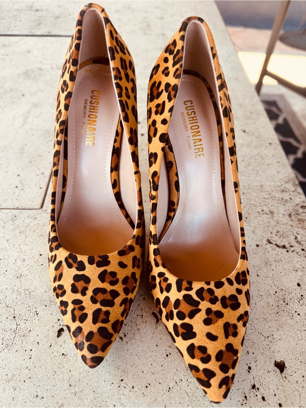 Cushionaire Leopard Print Pointed-Toe Heels - Tan/Black